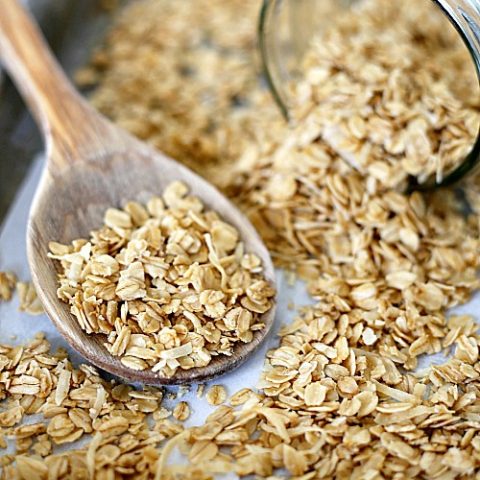 This Basic Homemade Granola Recipe only requires six ingredients and can easily be customized with nuts or dried fruits. Eat this buttery, coconut granola plain or as a topping for yogurt.