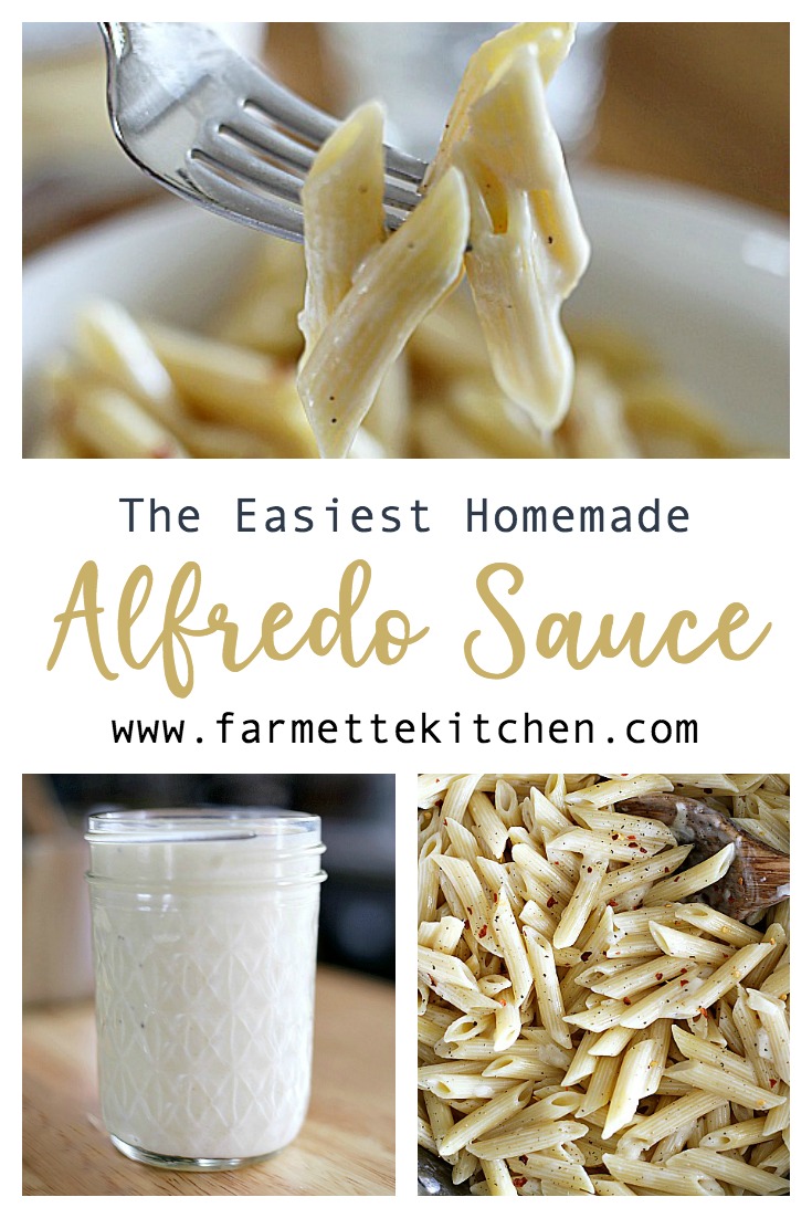 This Homemade Alfredo Sauce is so simple, so creamy, and so delicious. You only need four main ingredients and ten minutes to make the perfect cheesy sauce that is way better than anything from a jar.