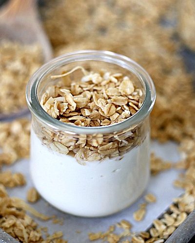 homemade granola as a yogurt topping