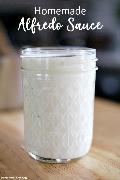 homemade Alfredo sauce in a glass jar