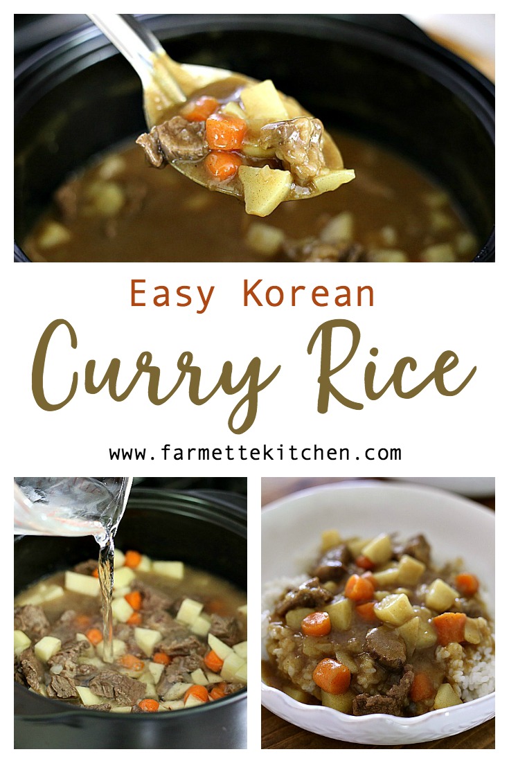 This Korean Curry Rice, made with an instant curry mix and served over sticky rice, is the perfect Korean comfort food. Serve this hearty dish with a side of kimchi for a quick and easy meal.