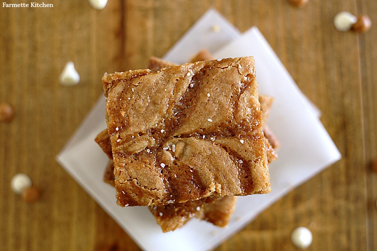 These Salted Caramel Blondies truly are the best ever.  Not only do they taste amazing, but the recipe is incredibly easy (no need to soften butter or use a stand mixer).  I've yet to meet someone that didn't like them!