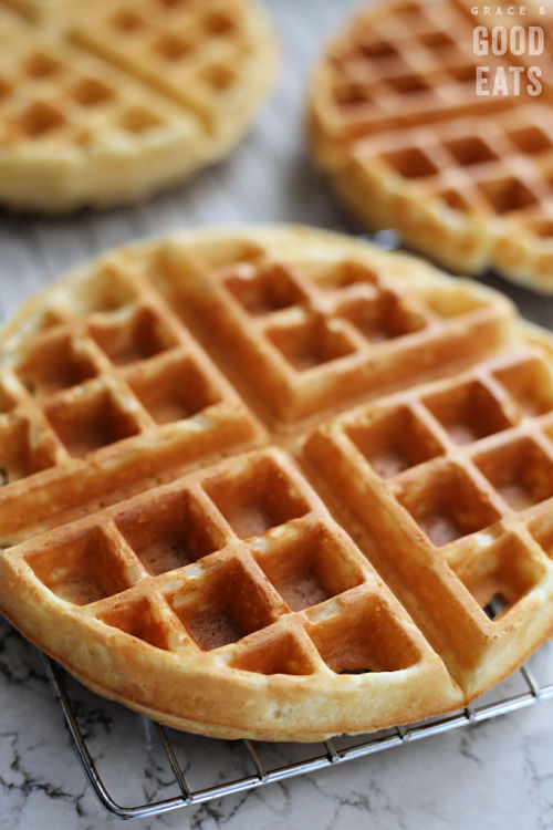 plain waffles on a wire rack