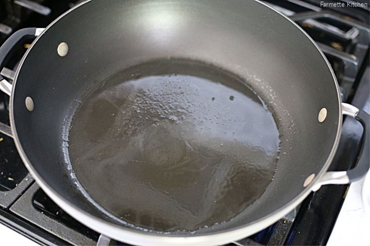 large pan with a small amount of oil