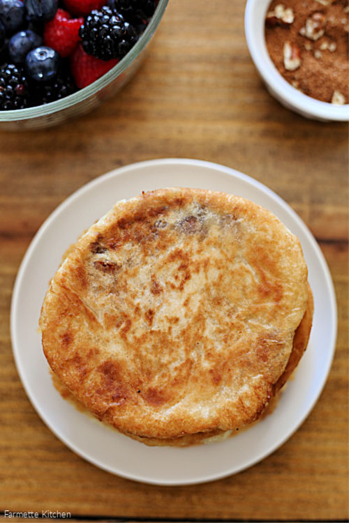 overhead shot of hotteok sweet Korean pancakes