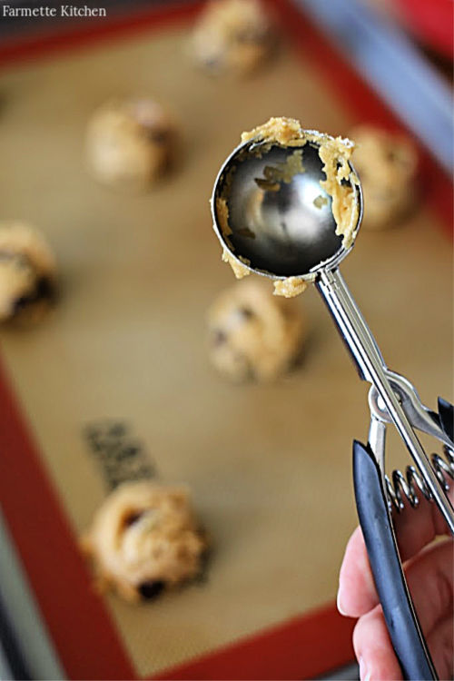 close up of cookie scoop