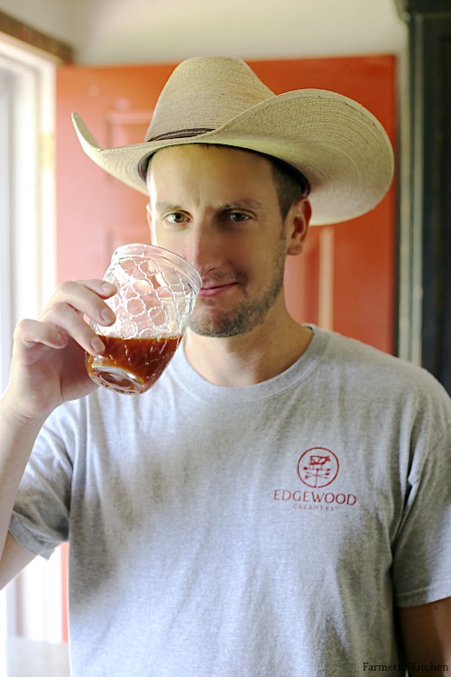 man drinking a NingXia Red Mocktail