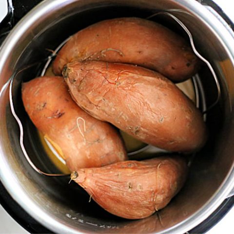 cooked sweet potatoes in a pressure cooker