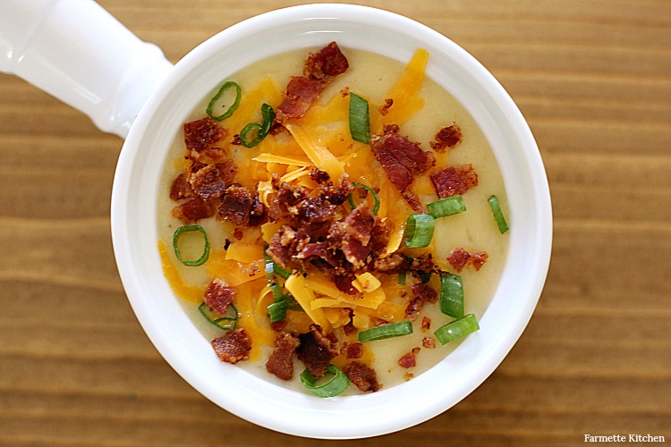 overhead shot of pressure cooker potato soup