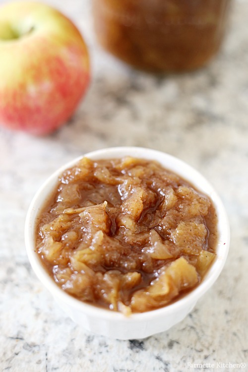 Instant Pot applesauce in a small white bowl