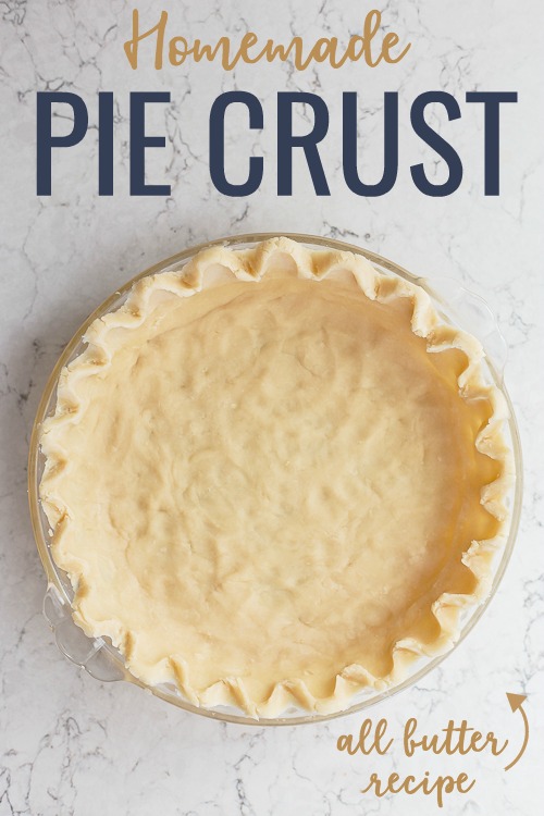 All Butter Pie Crust - only three simple ingredients and no need for a rolling pin to make this flaky, buttery homemade pie crust.