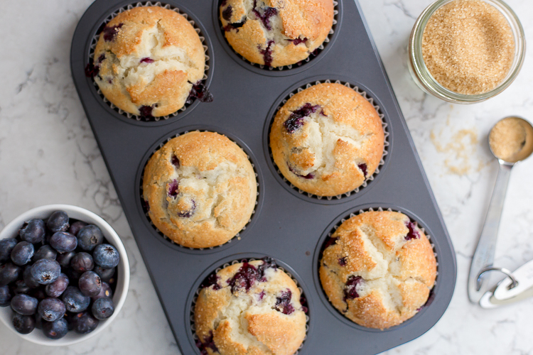 muffin tin with six muffins