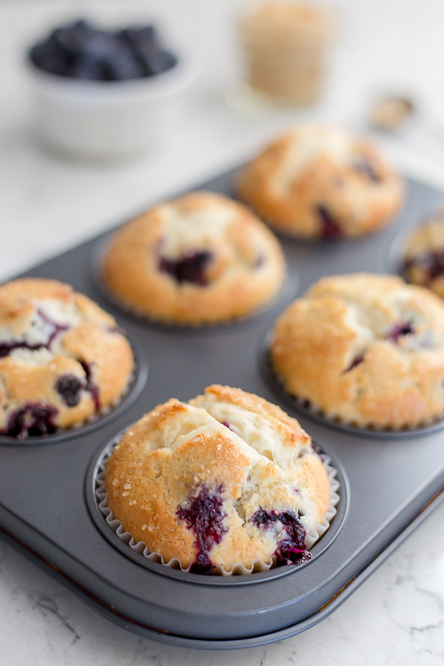 close up of muffin in a muffin tin