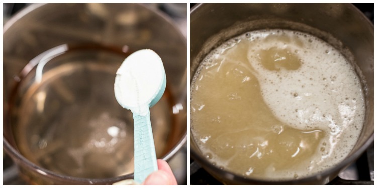 making rice flour paste for kimchi