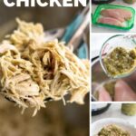 Salsa Verde Chicken made with homemade roasted tomatillo salsa.  Don't have homemade salsa?  Combine chicken breasts and a jar of your favorite salsa verde for an easy Instant Pot meal that cooks in 10 minutes.
