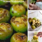 Roasted Tomatillo Salsa made with tomatillos, serrano peppers, onion, garlic, and cilantro. Make this delicious salsa verde to eat with chips, spoon over eggs, or add to chicken tacos.