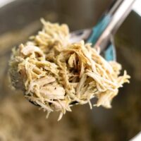 a spoonful of shredded chicken