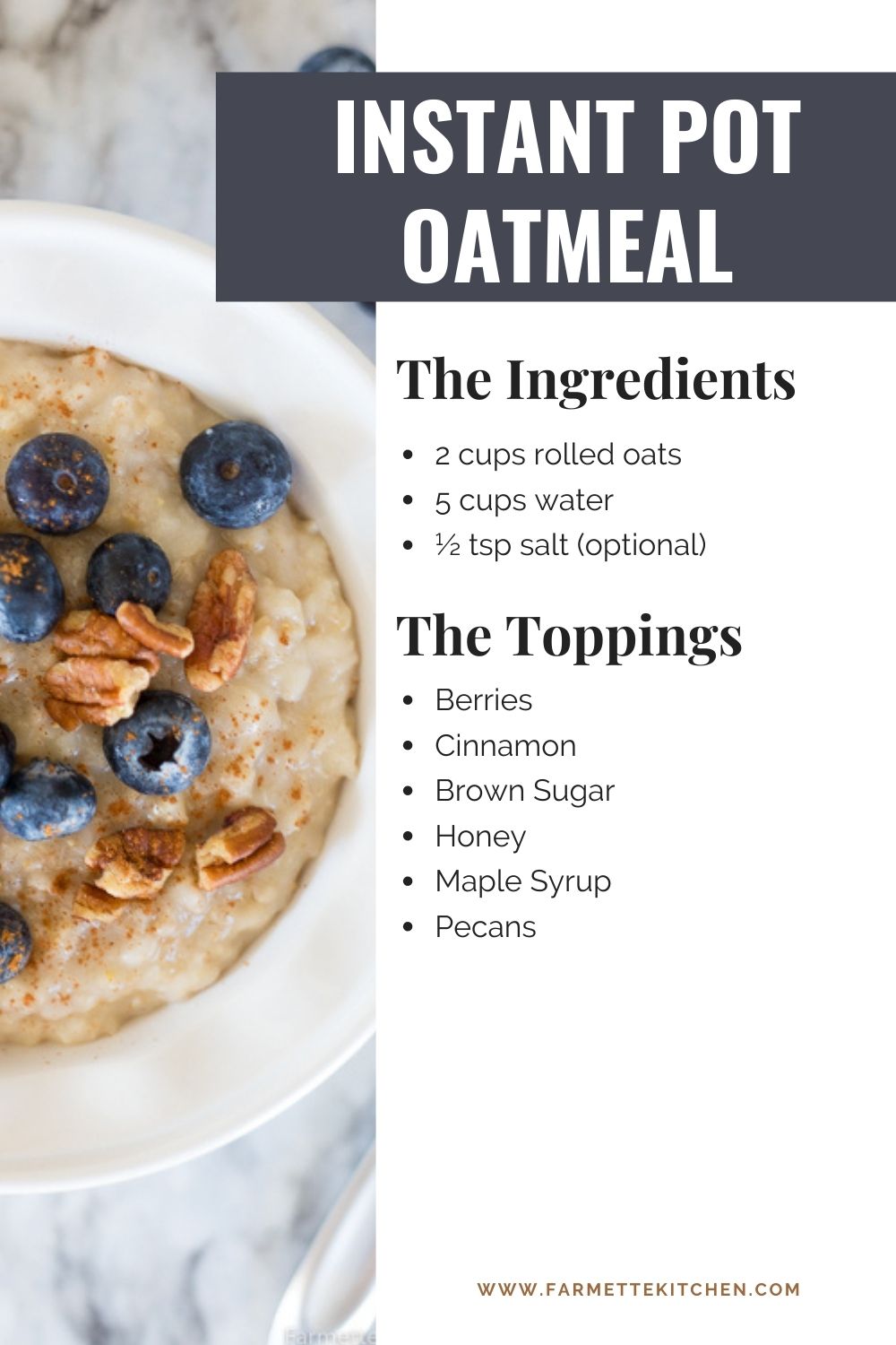 Instant Pot Oatmeal (With Rolled Oats) Farmette Kitchen