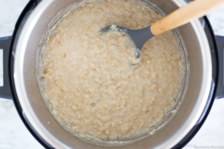 cooked oatmeal in an Instant Pot