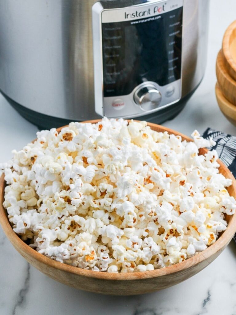 popcorn in front of an Instant Pot