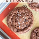 Double Chocolate Chip Cookies recipe made with semi-sweet chocolate chips and unsweetened cocoa powder. These chocolate chocolate cookies are rich and gooey and perfection when topped with flaky sea salt.