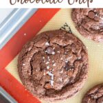 Double Chocolate Chip Cookies recipe made with semi-sweet chocolate chips and unsweetened cocoa powder. These chocolate chocolate cookies are rich and gooey and perfection when topped with flaky sea salt.