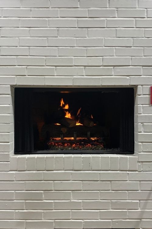 fireplace with fire burning