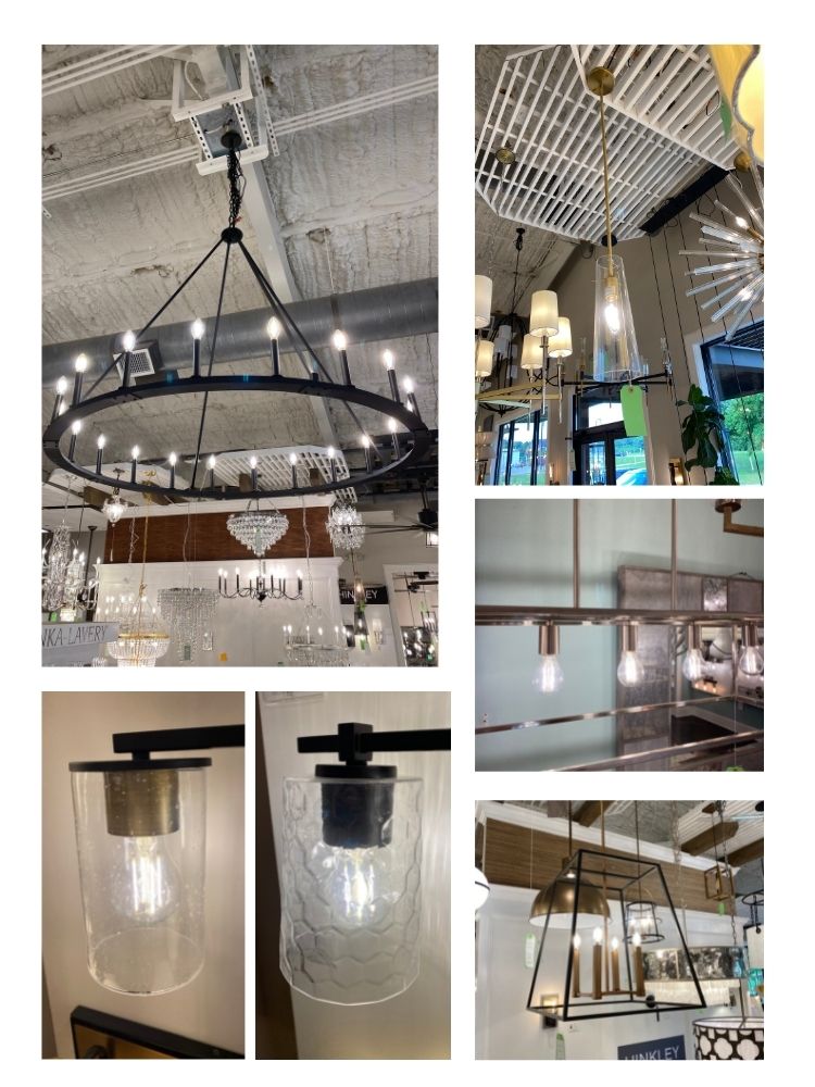 multiple types of light fixtures in a collage