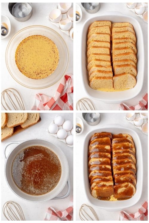 a collage of images with the steps to make french toast