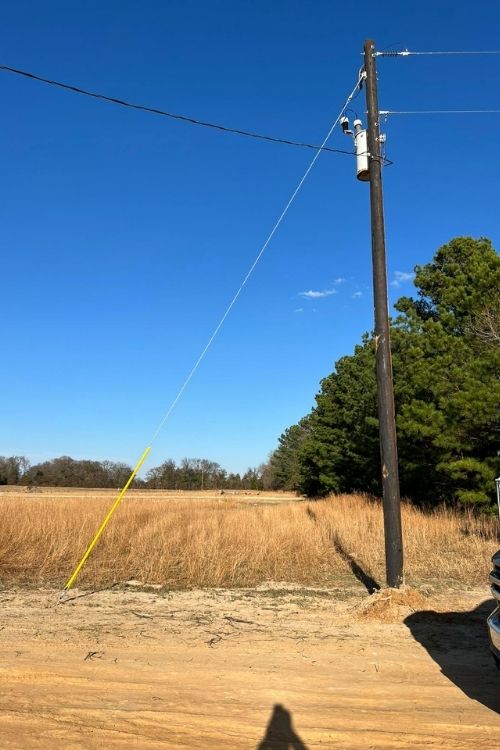 power pole with guy wire